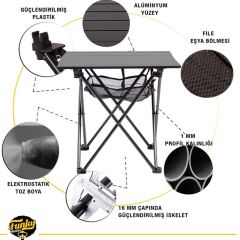 FUNKY CHAIRS Black Katlanabilir Kamp Masası Küçük (50 x 55 X 53cm)