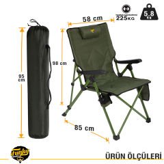 FUNKY CHAIRS Comfort 3 Kademeli Katlanabilir Kamp Sandalyesi - Haki