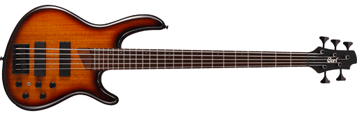 CORT B5TAB BAS GİTAR 5 TELLİ, TABACCO BURST, Bartolini MK1-5/F & MK1-5/R PICKUPS, Bartolini MK-1 EQ