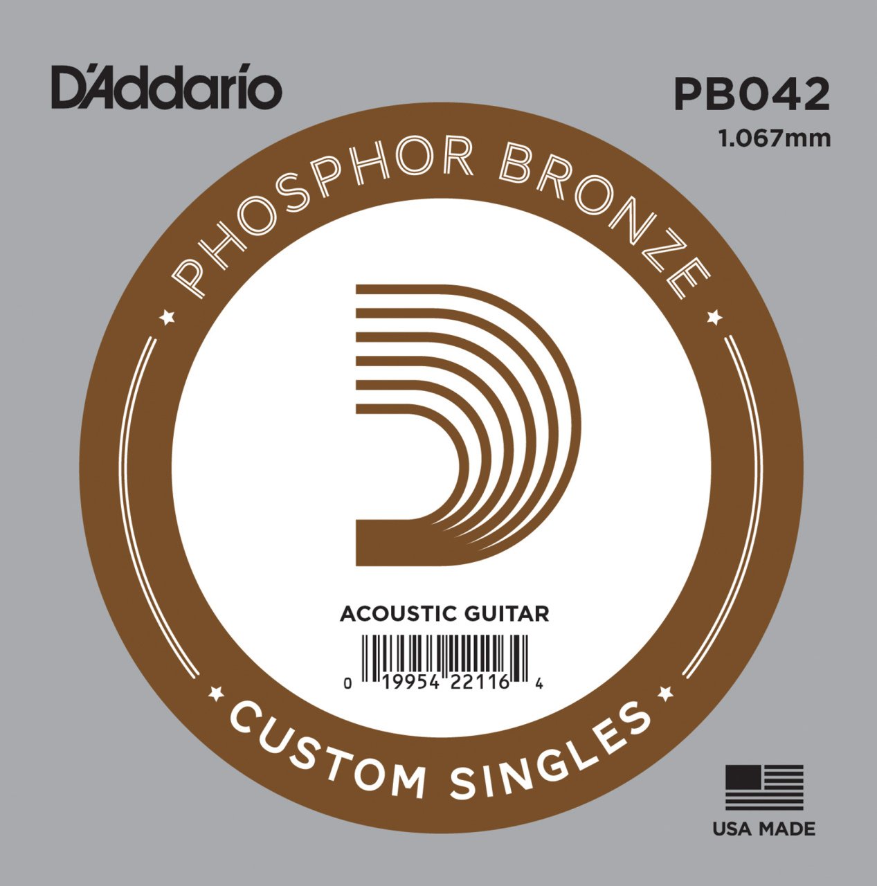 DADDARIO AKUSTİK TEK TEL, PHOSPHOR BRONZE WOUND, (LA),0.042 GAUGE