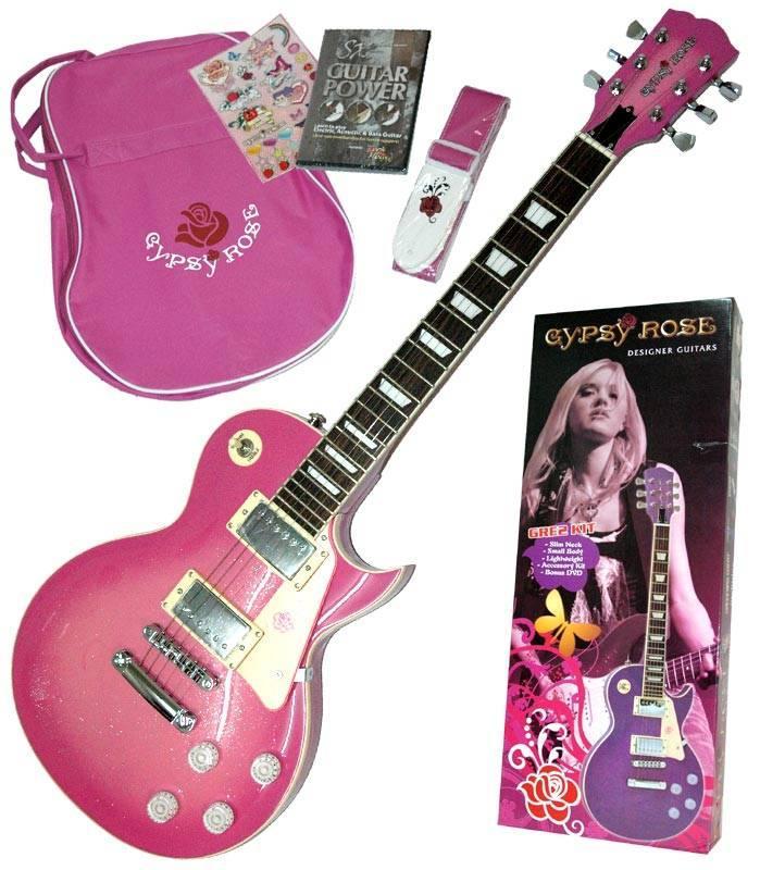 VALENCIA ELEKTRO GİTAR GYPSY ROSE SET (GIGBAG, STRAP, STICKERS, DVD), PEMBE, (2 SES, 2 TON, 3 YÖNLÜ SVİÇ)