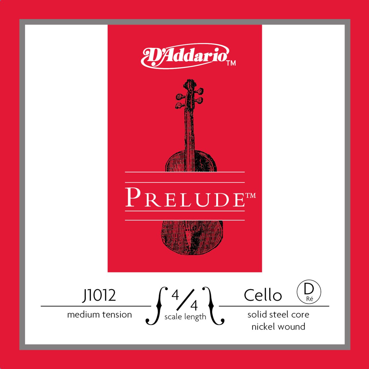 DADDARIO J1012 4/4M CELLO TEK TEL, PRELUDE, D-RE, 4/4 SCALE, MEDIUM TENSION