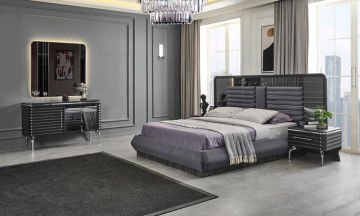 Asel Antrasit Modern Bazalı Yatak Odası Takımı
