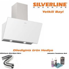 Silverline 3457 Soho Beyaz Davlumbaz Cam Yüksek Performans 80 cm
