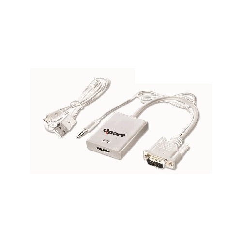 Qport Q-VH VGA-HDMI Çevirici + Ses (VGA+, HDMI-)