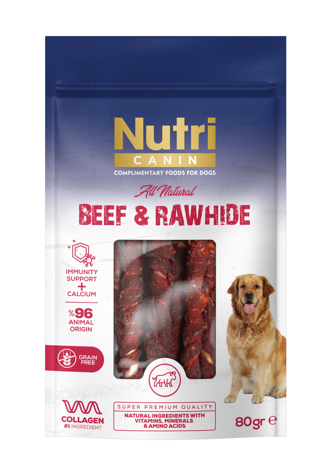 Nutri Canin Rawhide Biftekli Köpek Ödülü 80g