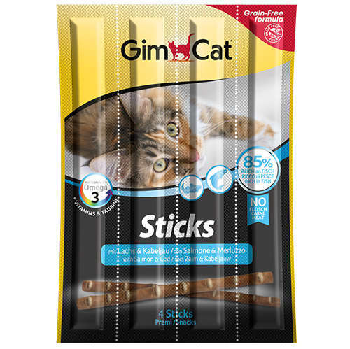 Gimcat Tahılsız Somon ve Atlantik Morina Balıklı Kedi Ödül Çubukları 4'lü 20g