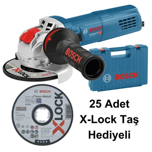 Bosch Gwx 9 115 S X-Lock Özellikli Devir Ayarlı Avuç Taşlama + 25 Adet X-Lock Taş 06017B1000