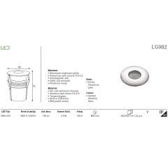 JUPITER LG982 S  LED''LI YER ARMATÜRÜ 3,6W (3000K)