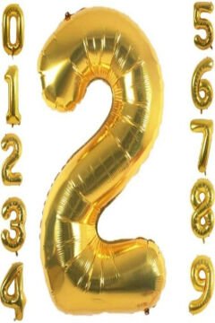 2 Yaş Doğum Günü Parti Kutlama Rakam Folyo Balon Altın Renk 36 Cm 16 Inç