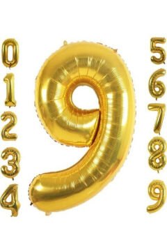 9 Yaş Doğum Günü Parti Kutlama Rakam Folyo Balon Altın Renk 36 Cm 16 Inç