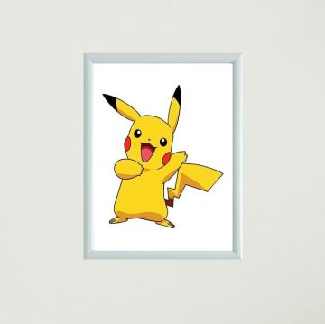 Gülen Surat Pikachu Çerçeveli Poster Tablo