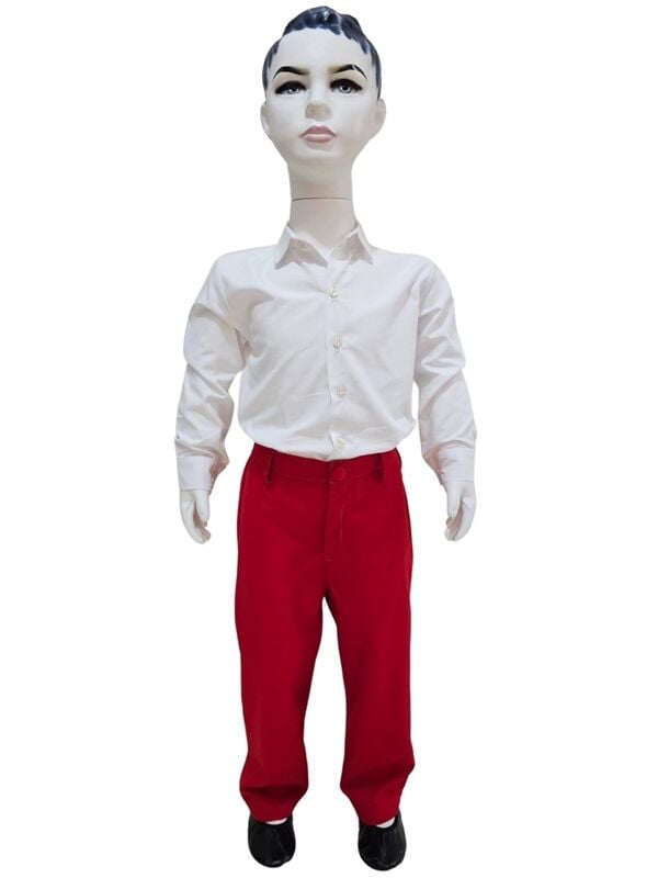 Kırmızı pantolon Beyaz Gömlek Takım