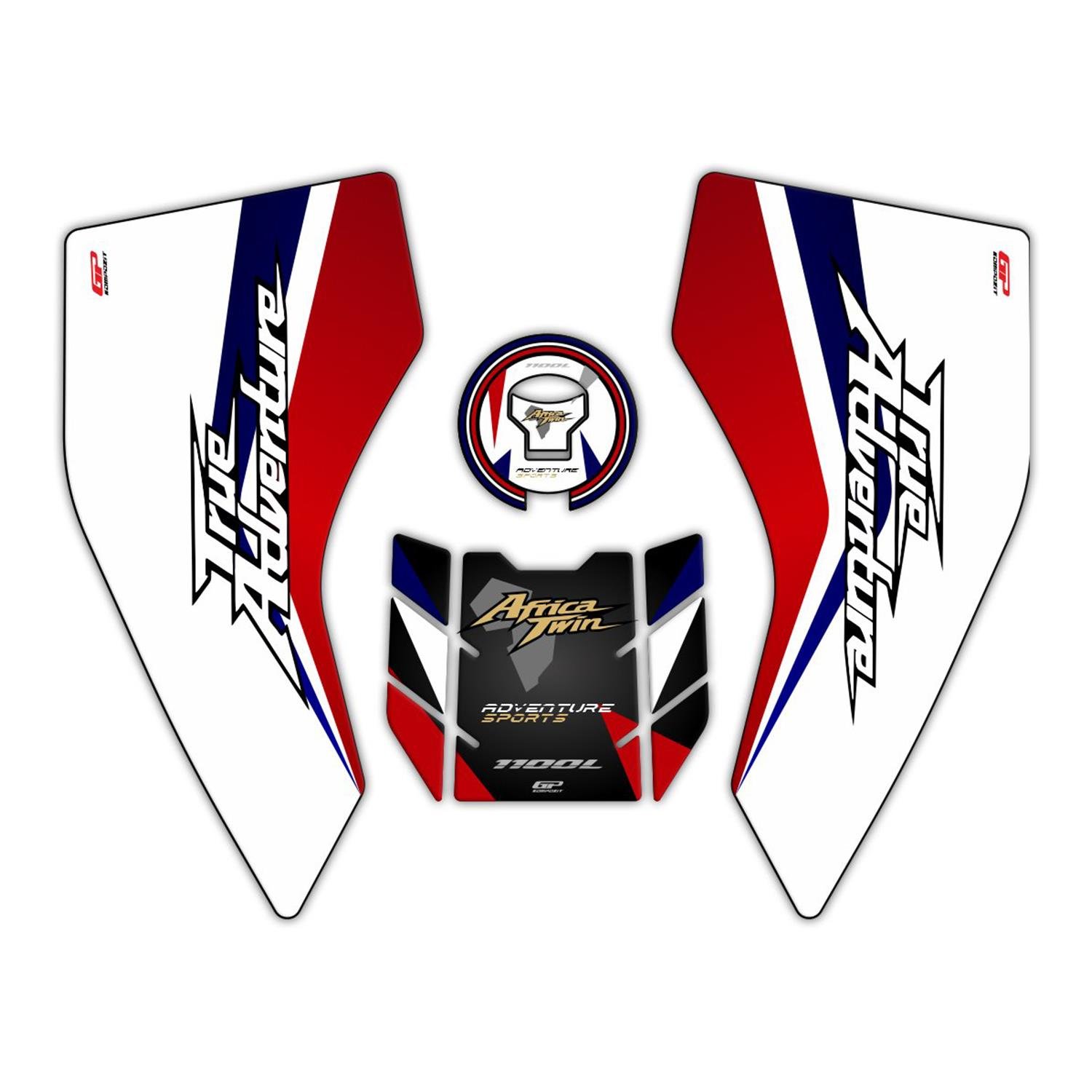 GP Kompozit Honda Africa Twin CRF1100L Adventure 2020-2023 Uyumlu Tank Pad Seti Beyaz