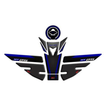 GP Kompozit Yamaha MT-25 2015-2024 Uyumlu Tank Pad Seti Siyah-Lacivert