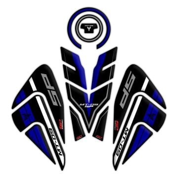 GP Kompozit Yamaha MT-09 SP 2021-2023 Uyumlu Tank Pad Seti Siyah-Mavi