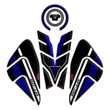 GP Kompozit Yamaha MT-09 2021-2023 Uyumlu Tank Pad Seti Siyah-Mavi