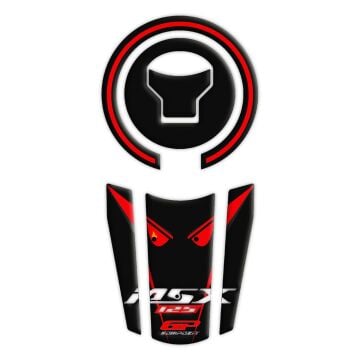 GP Kompozit Honda MSX125 2012-2018 Uyumlu Tank Pad Seti Siyah-Kırmızı