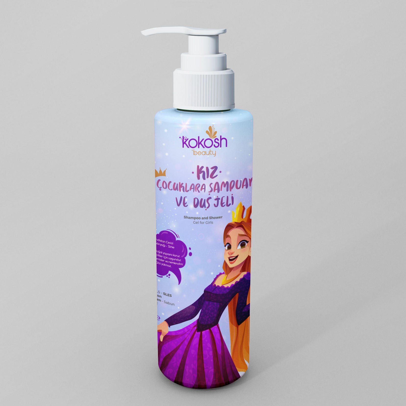 Kız Çocuklar İçin Doğal Şampuan ve Duş Jeli (200 ml)