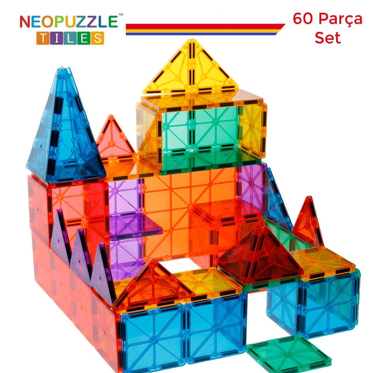 NeoPuzzle Tiles Mıknatıslı Yapı Oyuncağı 60 Parça Temel Set