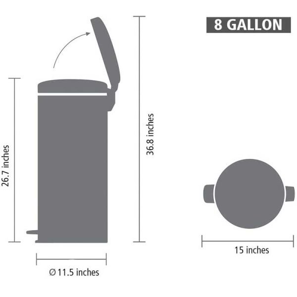 BRA 114021 İnox Pedallı Çöp Kova 20L