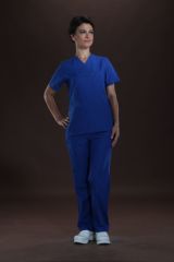 354-T.Cotton Saks Mavi Takım Doktor Hemşire Forması
