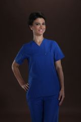 354-T.Cotton Saks Mavi Takım Doktor Hemşire Forması