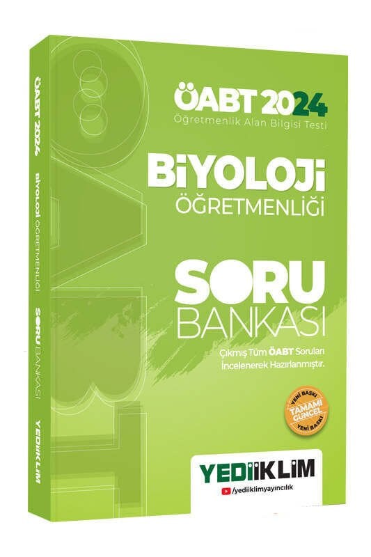 Yediiklim Yayınları 2024 ÖABT Biyoloji Öğretmenliği Soru Bankası