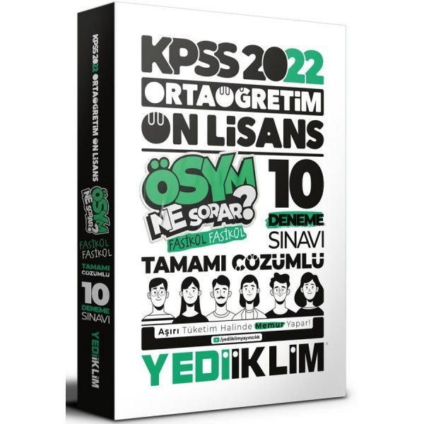 Yediiklim Yayınları 2022 KPSS Ortaöğretim Ön Lisans GY-GK Tamamı Çözümlü 10 Fasikül Deneme Sınavı