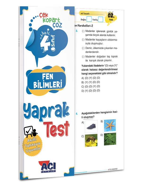 Açı Yayınları 4.Sınıf Fen Bilimleri Çek Kopart Yaprak Test