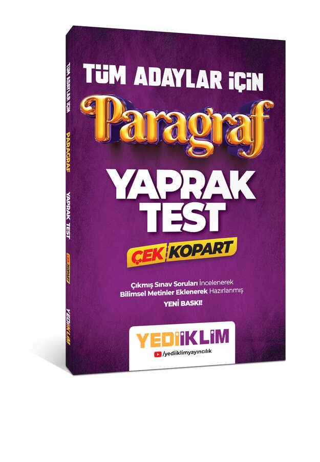 Yediiklim Yayınları 2023 Tüm Adaylar İçin Paragraf Çek Kopart Yaprak Test