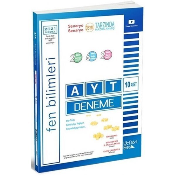 ÜçDörtBeş Yayınları AYT Fen Bilimleri 10 lu Deneme