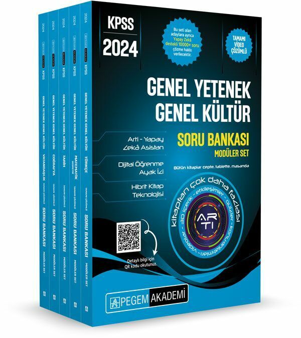 Pegem Yayınları 2024 KPSS Genel Yetenek Genel Kültür Tamamı Çözümlü Soru Bankası Seti