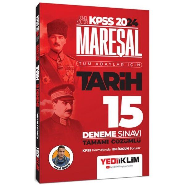 Yediiklim Yayınları 2024 KPSS Mareşal Genel Kültür Tarih Tüm Adaylar İçin Tamamı Çözümlü 15 Deneme Sınavı