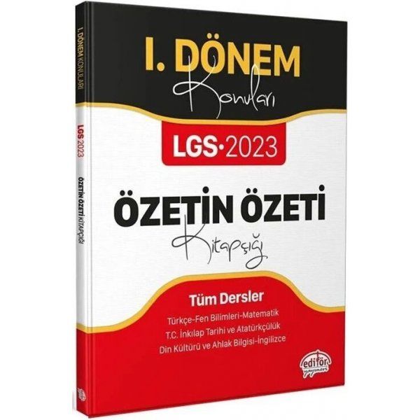 Editör Yayınları 2023 8. Sınıf LGS Tüm Dersler 1. Dönem Özetin Özeti Kitapçığı