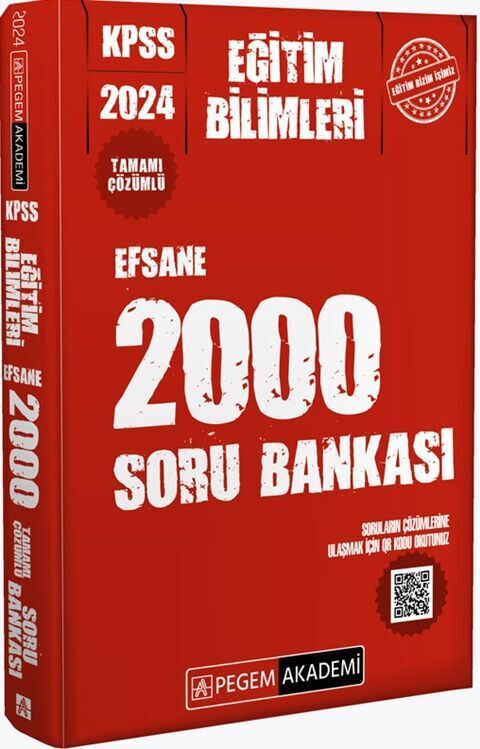 Pegem Yayınları 2024 KPSS Eğitim Bilimleri Çözümlü Efsane 2000 Soru Bankası