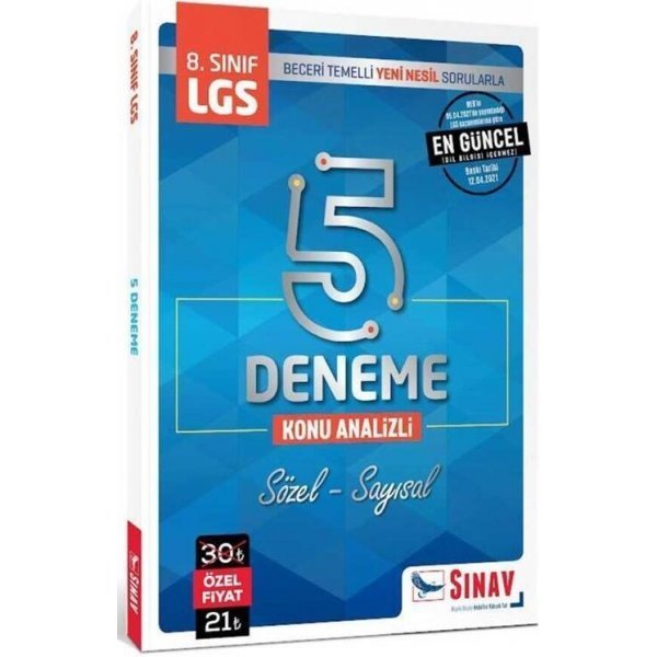 Sınav Yayınları LGS 5 Deneme Kitabı Konu Analizli