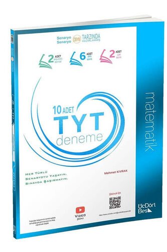 ÜçDörtBeş Yayınları 2024 TYT Matematik 10 Deneme Sınavı