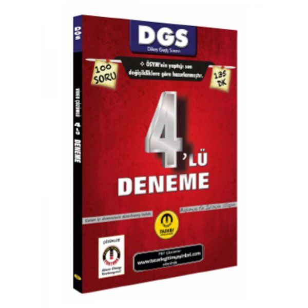 Tasarı Eğitim Yayınları DGS Son Format 4 lü Çözümlü Deneme