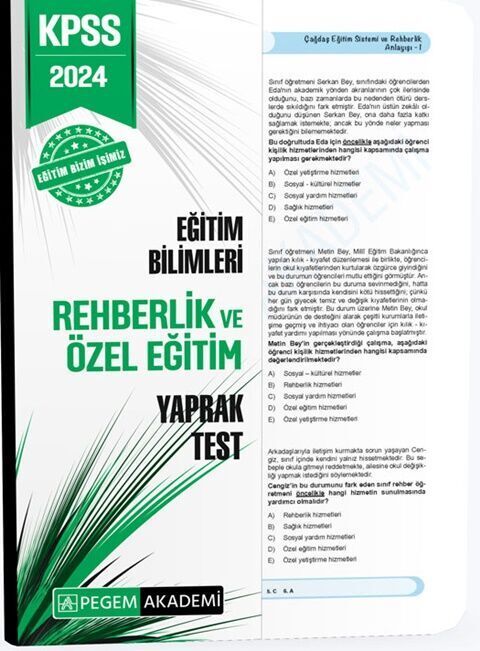 Pegem Yayınları 2024 KPSS Eğitim Bilimleri Öğrenme Psikolojisi Yaprak Test