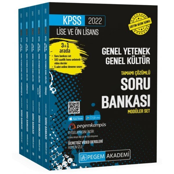 Pegem Yayınları 2022 KPSS Lise ve Önlisans Genel Yetenek Genel Kültür Tamamı Çözümlü Soru Bankası Seti