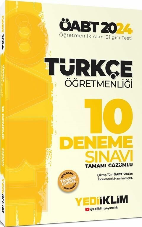 Yediiklim Yayınları 2024 ÖABT Türkçe Öğretmenliği Tamamı Çözümlü 10 Deneme Sınavı