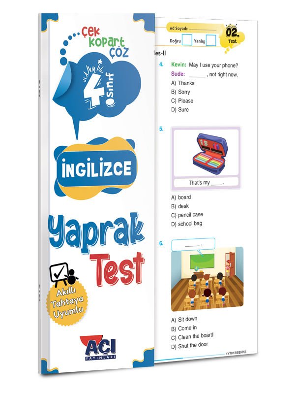 Açı Yayınları 4.Sınıf İngilizce Çek Kopart Yaprak Test