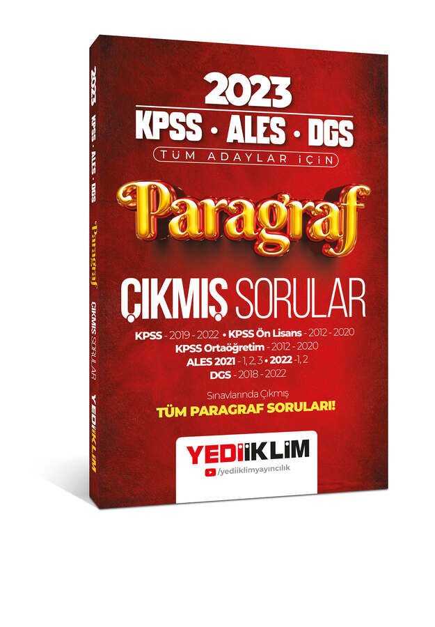 Yediiklim Yayınları 2023 KPSS ALES DGS Paragraf Çıkmış Sorular