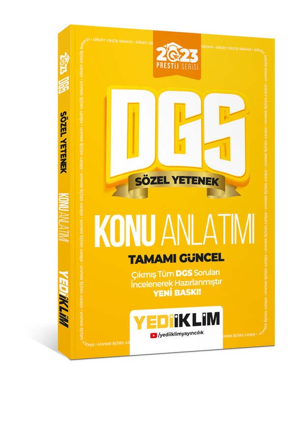 Yediiklim Yayınları 2023 Prestij Serisi DGS Sözel Yetenek Konu Anlatımı