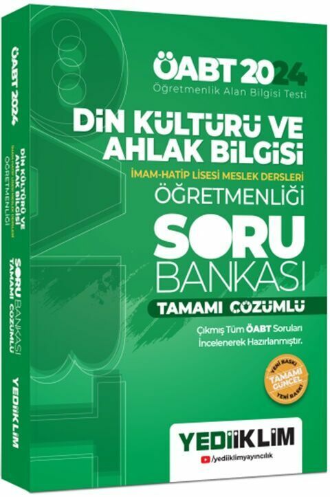 Yediiklim Yayınları 2024 ÖABT Din Kültürü ve Ahlak Bilgisi Öğretmenliği Tamamı Çözümlü Soru Bankası