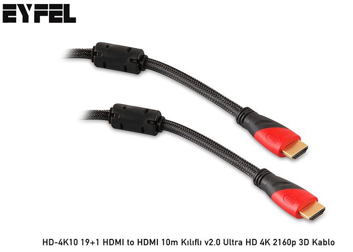 10mt HDMI Kablo Eyfel HD-4K10 19+1 HDMI to HDMI 10m Kılıflı v2.0 Ultra HD 4K 2160p 3D Kablo