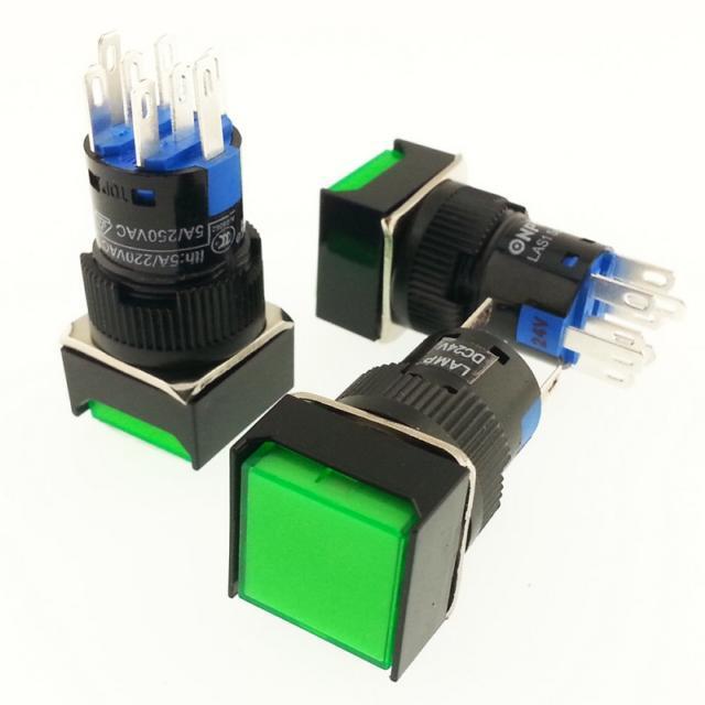 ONPOW LAS1-AF-22/G BUTON 24V YEŞİL IŞIKLI m16 Kare