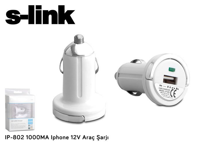 S-link IP-802 1000MA Iphone 12V Araç Şarjı
