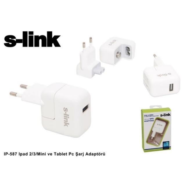 S-LİNK IP-587/IP-801/IP-860/SLP-200 USB IPOD/IPAD/IPHONE5 USB (BEYAZ) 5V 2A ADAPTÖR